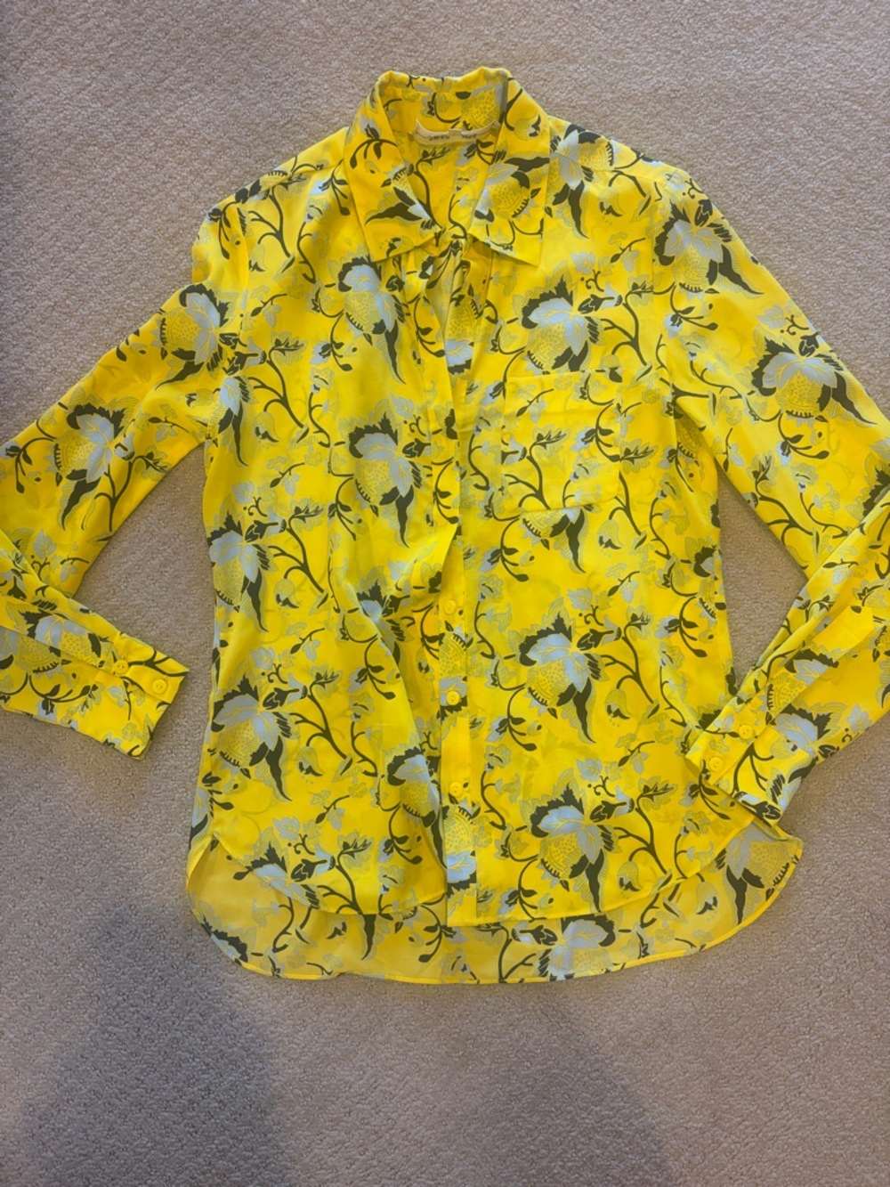 Diane Von Furstenberg Yellow Floral Button-Front Top